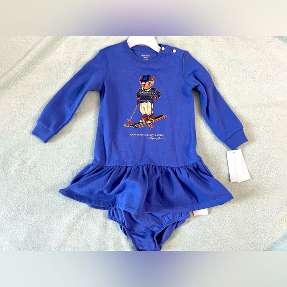 Polo Ralph Lauren Other - NWT Polo Ralph Lauren Baby Girls Polo Bear Fleece Dress and Bloomer Set 24M